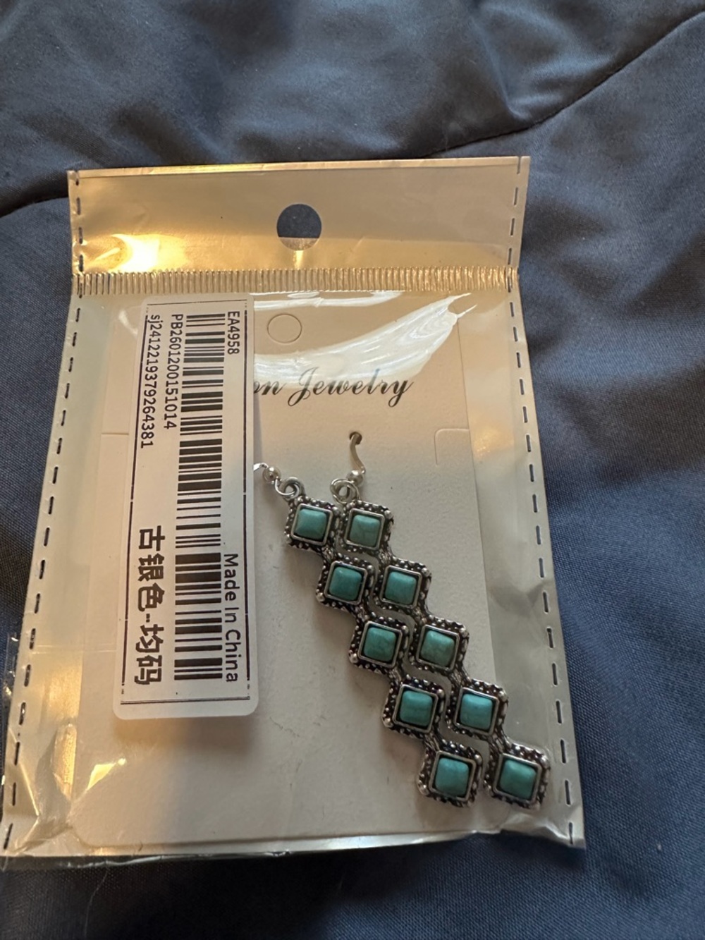 Turquoise Square Drop Earrings - Unbranded Women Jewelry